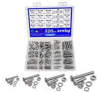 newlng 520pcs M3 M4 M5 M6 Angolo Esterno Esagonale Bulloni e Dadi Rondelle Viti a Testa Esagonale in Acciaio Inossidabile 304 Kit Viti e Bulloni Macchina Viti Esagonali Assortimento Kit Viti e Bulloni