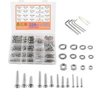 newlng 525pcs M3 M4 M5 M6 Set di Viti e Dadi e Ronde Bulloni e Dadi kit di Assortimento di Viti 304 in Acciaio Inossidabile Utilizzata per Casa, l'ufficio Prodotti Elettronici Industriali