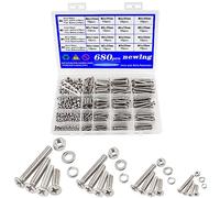 newlng 680pcs Bulloni a Testa Piatta Vite a Testa Svasata M3 M4 M5 M6 Dadi e Bulloni 304 Viti a Testa Svasata e Dadi Kit Viti e Bulloni Dadi Rondelle Acciaio Inossidabile Set Assortimento