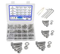 newlng Kit Viti e Dadi M2 M3 M4 M5 Esagono Incassato Bulloni Acciaio Inossidabile 304 Viti a Brugola Esagonale Testa a Bussola Dadi Rondelle Assortimento Kit 940pezzi