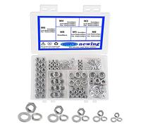 newlng M2 M3 M4 M5 M6 M8 Dadi Bloccanti Rondelle A2 -DIN 934/DIN9021 Rondella Piatta Rondella Elastica di Sicurezza Set Assortimento Dadi Esagonali Rondella Piana Rondella Elastica 420Pezzi