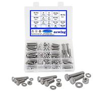 newlng M5 M6 M8 Bulloni e dadi con Rondelle Piate/Elastico Viti a Testa Esagonale A2-70 in Acciaio Inox 304 Scatole Bulloni e dadi 300 Pezzi