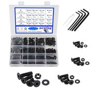 newlng Set di viti M2 M3 M4 M5 in acciaio al carbonio nero viti e dadi rondelle Set viti a testa svasata con chiave inglese