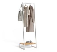Newlux - Appendiabiti da Terra Resistente Fino a 20kg Hangy One 20 Con Scarpiera. Attaccapanni da Terra Metallico | Grande Stabilità | Facile Montaggio | 50x40x160cm | Bianco
