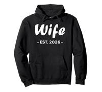 Newlywed Marriage Quote Minimalist Simple Wife EST 2026 Felpa con Cappuccio