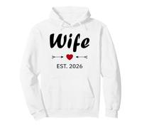 Newlywed Marriage Quote Minimalist Simple Wife EST 2026 Felpa con Cappuccio