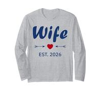 Newlywed Marriage Quote Minimalist Simple Wife EST 2026 Maglia a Manica