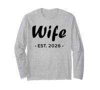 Newlywed Marriage Quote Minimalist Simple Wife EST 2026 Maglia a Manica