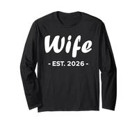 Newlywed Marriage Quote Minimalist Simple Wife EST 2026 Maglia a Manica