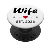 Newlywed Marriage Quote minimalist simple Wife Est 2026 PopSockets PopGrip Adesivo