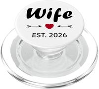 Newlywed Marriage Quote minimalist simple Wife Est 2026 PopSockets PopGrip per MagSafe