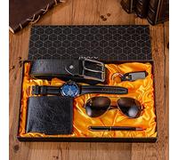 NEWNAN 6 pezzi/set set regalo boutique da uomo nero marrone orologio al quarzo occhiali cintura portafoglio portachiavi penna a sfera vestito con scatola regali