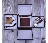 NEWNAN Nuova personalità creativa Confezione regalo da uomo Orologio Cravatta Portafoglio Portachiavi Penna 6 pezzi/set Regalo (Colore : White-Patch Five-Pointed star4)