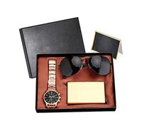 NEWNAN Orologio da uomo al quarzo moda Custodia per carte da sole Set regalo con carta regalo nera di alta qualità (Colore : D)