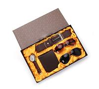 NEWNAN Set di confezioni regalo da uomo con doppi occhiali da sole, orologio al quarzo, cintura, portafoglio, set da 5 pezzi