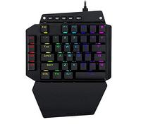 NEWNAN Tastiera da gioco RGB a una mano, lettere arcobaleno cablate USB con tastiera a mano singola, con supporto per poggiapolsi, tasti multimediali, sensazione meccanica ergonomica retroilluminata