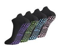 Newofview 4 paia di calzini da yoga antiscivolo da donna e uomo, 38-43, calzini antiscivolo per pilates, yoga, barre, balletto, trampolino, fitness, ospedale, riabilitazione, viola, rosa, blu, verde,