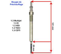 NEWPARTS Bougie Preriscaldo Per OPEL ASTRA J CORSA D MERIVA B 1.3 CDTI 75 95cv