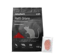 Newpharm Ratti Grano - Veleno Professionale per Topi e Ratti, Massima Efficacia, Uso Interno ed Esterno, Forte attrattivo, Utilizzabile con Trappola Topicida, 140g