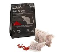Newpharm Ratti Grano - Veleno Professionale per Topi e Ratti, Massima Efficacia, Uso Interno ed Esterno, Forte attrattivo, Utilizzabile con Trappola Topicida, 140g