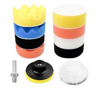 Newpop 11pcs Tamponi per Lucidatura Auto,Kit per Lucidatrici Auto 3 Pollice | Tampone di Lucidatura Flat con Adattatore, Lana Lucidatura Pastiglie per Lucidatura per Auto Lucidatrice e Ceretta