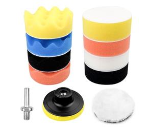 Newpop 11pcs Tamponi per Lucidatura Auto,Kit per Lucidatrici Auto 3 Pollice | Tampone di Lucidatura Flat con Adattatore, Lana Lucidatura Pastiglie per Lucidatura per Auto Lucidatrice e Ceretta