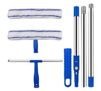 Newpop 2 In 1 Telescopico Kit, 120 cm Spazzola lavavetro con Prolunga | Tergivetro Professionale, Pulizia Finestre, Set di Micro Lavavetri Flessibili, per Bagno, Doccia, Vetro, Finestre, Auto