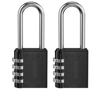 Newpop 2 Pezzi Lucchetto Armadietto, Lucchetto Combinazione 4 Cifre, Armadietto Palestra, Lucchetto con Codice, a Codice Resettabile, Lucchetti Armadietti per Classificatori(Nero)