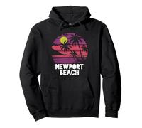 Newport Beach California Surf Vintage retrò Felpa con Cappuccio