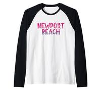 Newport Beach - Retrò Newport Beach California Vintage Maglia con Maniche Raglan