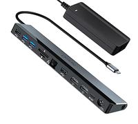 NewQ - Docking station USB C con adattatore di alimentazione: NewQ 12 in 1 Thunderbolt 3 | 4 Dock, Dual 4K HDMI, 4 USB, audio, Ethernet, slot SD/TF, uscita PD da 18 W, per Mac, HP, Dell, Lenovo