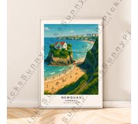 Newquay Cornwall Illustrazione Stampa Inghilterra da Viaggio Poster Muro Art
