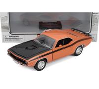 NEWRAY 1/24 PLYMOUTH CUDA COUPE 1970 ARANCIO NERO MODELLINO AUTO STATICO DIECAST