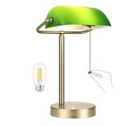 Newrays lampada da scrivania tradizionale per banchieri in vetro verde con impianto di interruttore a catena a trazione