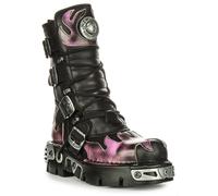 NEWROCK 591 Reactor 90S Fiamma Stampa 4 Fibbie Donna Stivale Nero Vernice UK 4 -