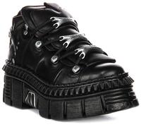 NEWROCK Muro Metallico Dettaglio Pizzo Plateau Donna da Ginnastica Nero UK 3- 12