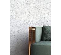 NEWROOM carta da parati Bianchi Flori Tessuto non Tessuto - Floreale Grigio Le Rose Foglie Moderna