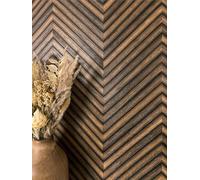NEWROOM carta da parati Marrone Legno Tessuto non Tessuto - Moderno Marrone Scuro Pannelli Ossa di pesce Boho