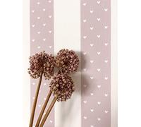 NEWROOM carta da parati Rosato Strisce Tessuto non Tessuto - Bambini Bianchi Linea Cuori Giocoso