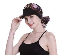 Newsboy Berretto da donna Chemo Headwear con sciarpe Regali perdita di capelli disponibile tutto l'anno, Nero , Etichettalia unica
