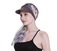 Newsboy - Berretto da donna per chemioterapia, con sciarpa, per perdita di capelli, disponibile tutto l'anno, Grigio, Taglia unica