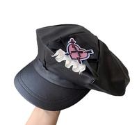 Newsboys Cappello da donna traspirante Cabbie JokerGirl Fashion Love Heart Patch Ottagonale Cap Cool Headwear alla moda nero per uomini e donne taglia regolabile copricapo, Nero , Taglia unica