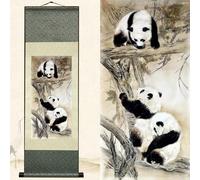 Newscz Immagini per camera da letto per decorazione da parete, pittura da parete in seta, motivo animali, panda poster, arazzo da parete per camera da letto, decorazione per la casa asiatica, per
