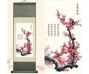 Newscz Immagini per la camera da letto per arte murale, dipinto murale, arte con ricami in seta, dipinto, gabbiano, prugna, poster, arazzo, camera da letto, tela, decorazione della casa asiatica per