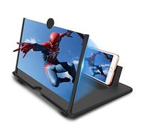 Newseego Lente d'Ingrandimento per Schermo del Telefono da 12",d'Ingrandimento per Telefono Cellulare 3D HD Schermo Ingrandimento con Supporto Pieghevole,Video Amplificatore per Tutti Smartphone,Nero