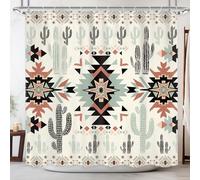 Newsely Tenda da doccia con cactus azteco occidentale, 183 x 182 cm (larghezza x altezza), stile etnico, stile etnico, stile etnico, stile etnico, decorazione per il bagno, impermeabile, accessori per