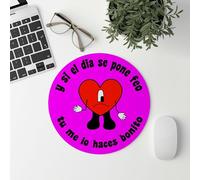 newseny Tappetino Bad Bunny e se il giorno diventa brutto il tuo me lo rende carino, regalo per fan di Bad Bunny Tappeto mouse Scrivania o Viaggio (BadBunny Cuore Rosa)