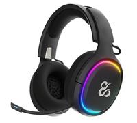 NEWSKILL Aton V2 Cuffie da gioco wireless 2.4G, Bluetooth 5.0 e cavo di tipo C, microfono retrattile, suono avvolgente, RGB, compatibili con PC, PS5, Switch e cellulare - Nero