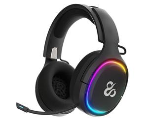NEWSKILL Aton V2 Cuffie da gioco wireless 2.4G, Bluetooth 5.0 e cavo di tipo C, microfono retrattile, suono avvolgente, RGB, compatibili con PC, PS5, Switch e cellulare - Nero