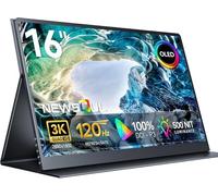 Newsoul Monitor Portatile OLED 3K 120Hz 16 Pollici, 2880x1800, 100% DCI-P3, 100000:1 Risposta, 500 nits, 1ms, Schermo con Mini HDMI Type-C per Laptop PC Telefono Xbo Switch, Compatibile con VESA